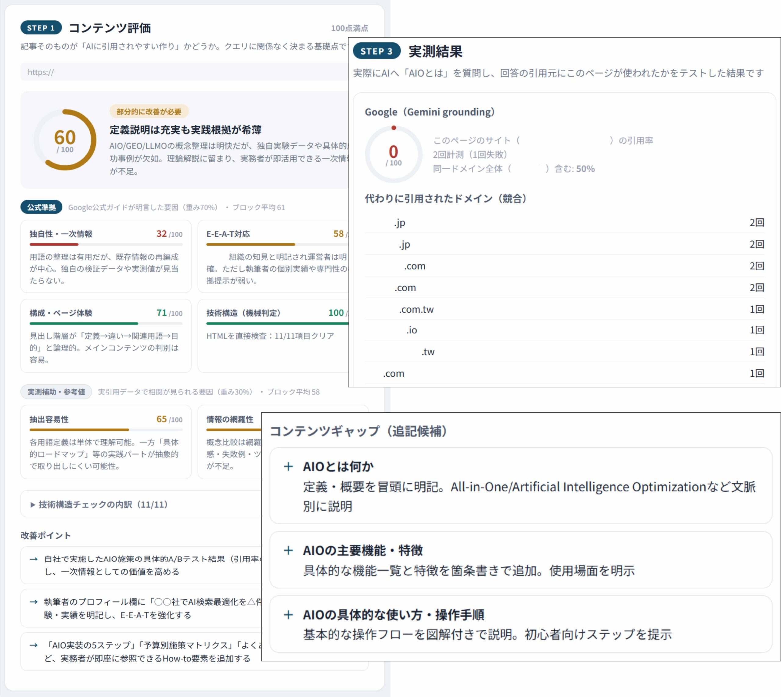 1分診断（簡易分析）のアウトプットイメージ